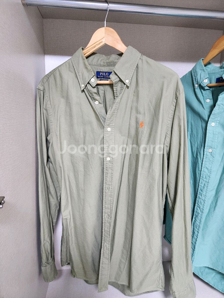 폴로 랄프로렌 가먼트다이 셔츠 카키--1