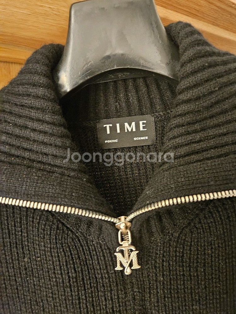 타임 스트라이프 집업 니트 베스트--1