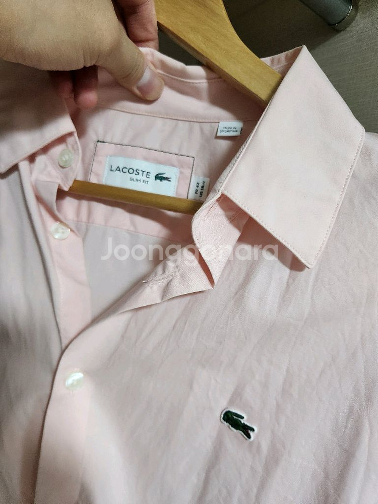 남성 라코스테 연핑크 셔츠--1