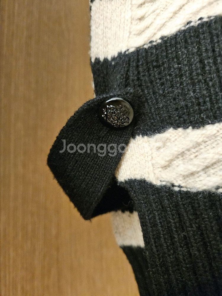 타임 스트라이프 집업 니트 베스트--9