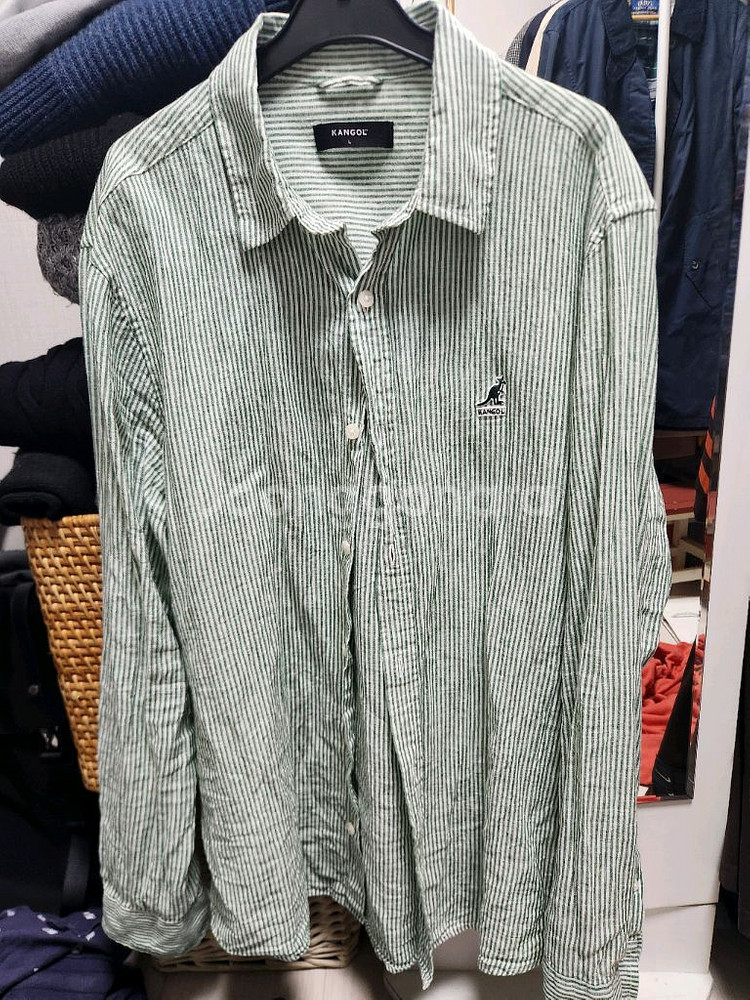 남성 캉골 린넨 스트라이프 셔츠 L사이즈--0
