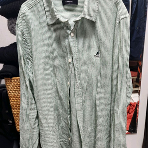 남성 캉골 린넨 스트라이프 셔츠 L사이즈