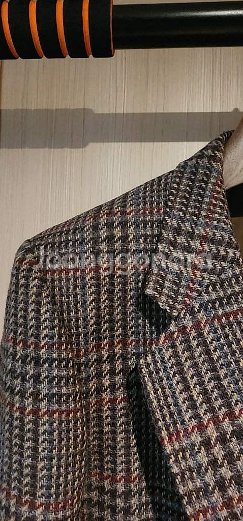 브라운 체크 트위드 모직자켓 L~슬림XL--2