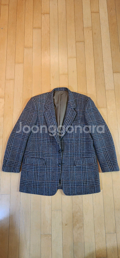 브라운 체크 트위드 모직자켓 L~슬림XL--3
