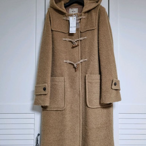 (택있는새제품)BCBG 모알파카 부클더플롱코트.55~55반.카멜