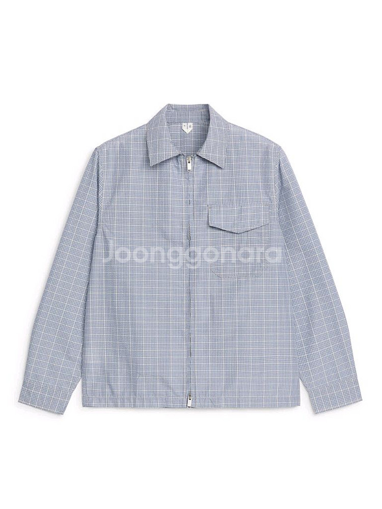 아르켓 시어서커 집업 셔츠 M / 100 더스티 블루--0