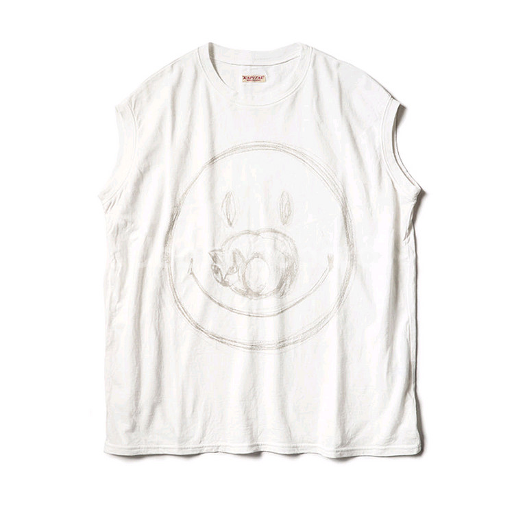 캐피탈 천축 민소매 티셔츠 1 / 스케치 스마일 캣--0