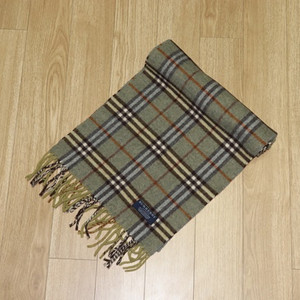 (머플러) 852. 버버리/카키색체크 캐시미어머플러