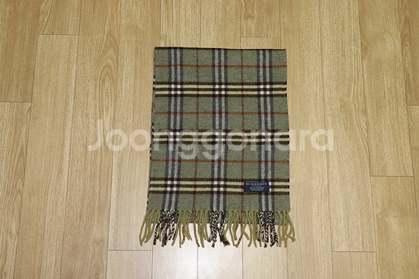 (머플러) 852. 버버리/카키색체크 캐시미어머플러--2