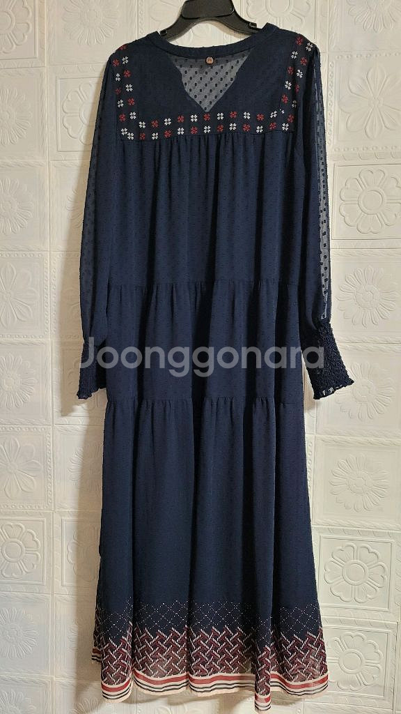 써스데이아일랜드 네이비 쉬폰 롱 원피스--5