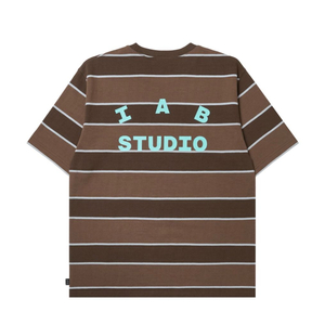 L 아이앱 스튜디오 스트라이프 티셔츠 반팔 브라운 미개봉 미시착 새상품