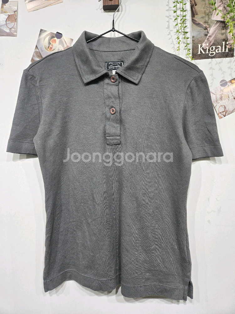 조르지오 아르마니 그레이 반팔 폴로티--2