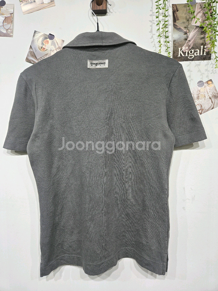 조르지오 아르마니 그레이 반팔 폴로티--3