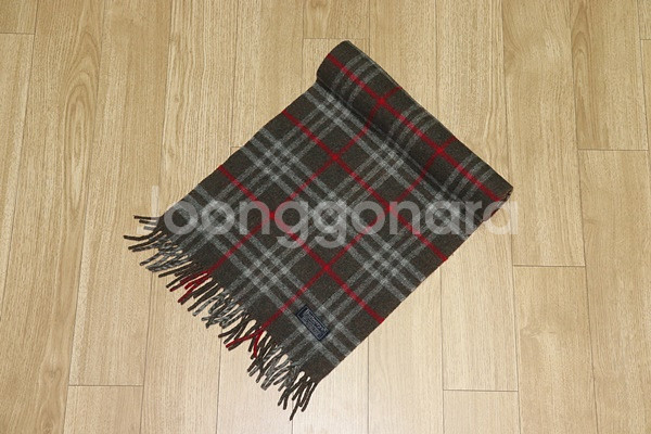 (머플러) 853. 버버리/다크카키색체크 램스울머플러--0