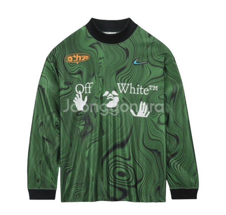 L 나이키 오프화이트 저지 그린 롱슬리브 긴팔 나코탭 미개봉 미시착 새상품--0