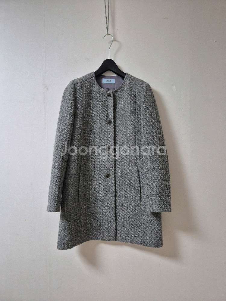 BCBG 트위드 노카라 트위드 자켓--0