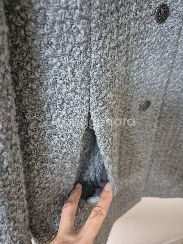 BCBG 트위드 노카라 트위드 자켓--3