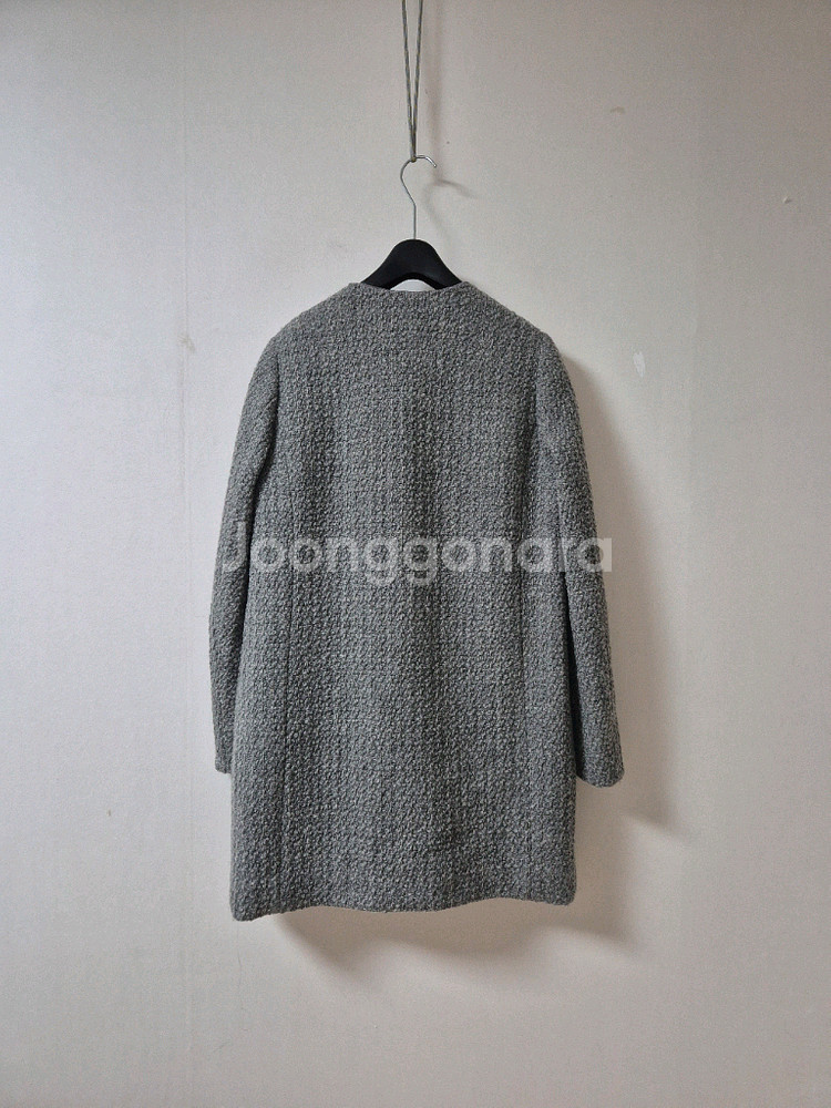 BCBG 트위드 노카라 트위드 자켓--4