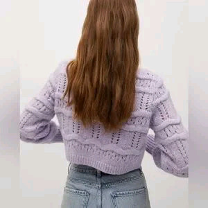 망고 MNG 크롭 긴팔니트 가디건 라이트퍼플 연보라 / 자라 듀엘 에잇세컨즈 론론 가내스라 슬로우앤드