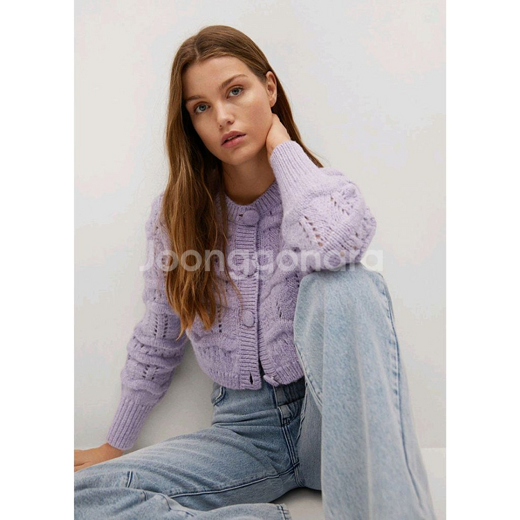 망고 MNG 크롭 긴팔니트 가디건 라이트퍼플 연보라 / 자라 듀엘 에잇세컨즈 론론 가내스라 슬로우앤드--2