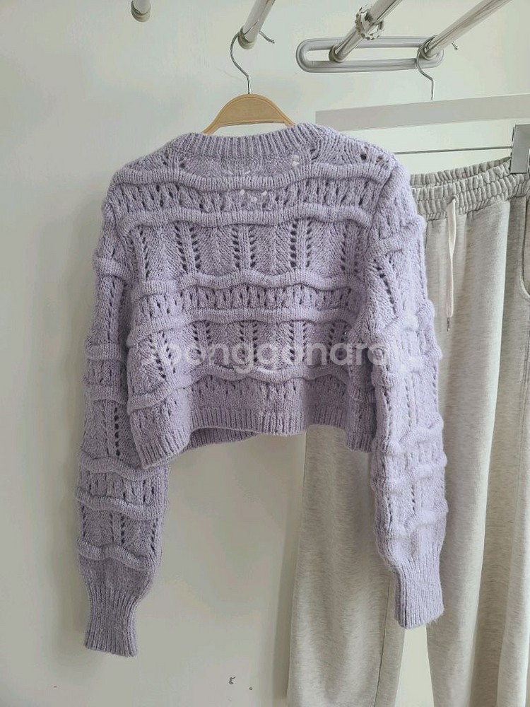 망고 MNG 크롭 긴팔니트 가디건 라이트퍼플 연보라 / 자라 듀엘 에잇세컨즈 론론 가내스라 슬로우앤드--4