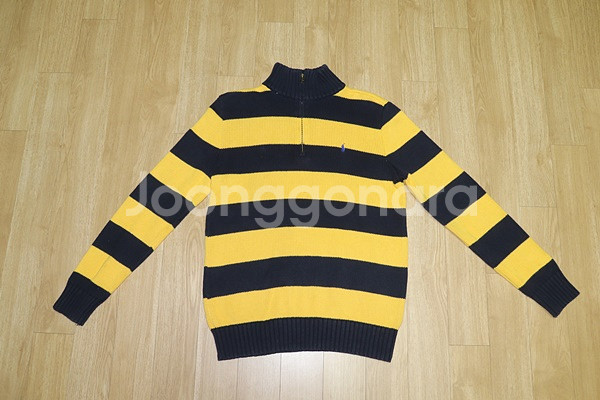 (95) 1233. 폴로/옐로우네이비단가라 면집업니트--0