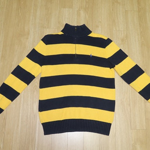 (95) 1233. 폴로/옐로우네이비단가라 면집업니트