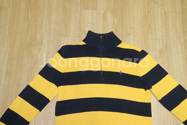 (95) 1233. 폴로/옐로우네이비단가라 면집업니트--1