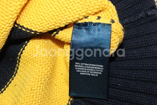 (95) 1233. 폴로/옐로우네이비단가라 면집업니트--5