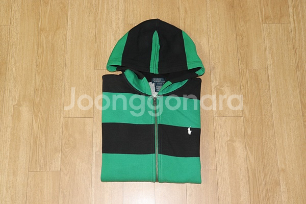 (95)1236. 폴로/그린블랙단가라 기모후드집업자켓--8