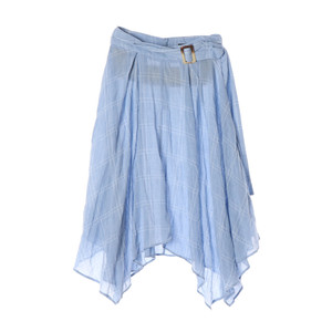 [M]자라 스카이블루 체크 벨트 언발 롱 스커트 치마