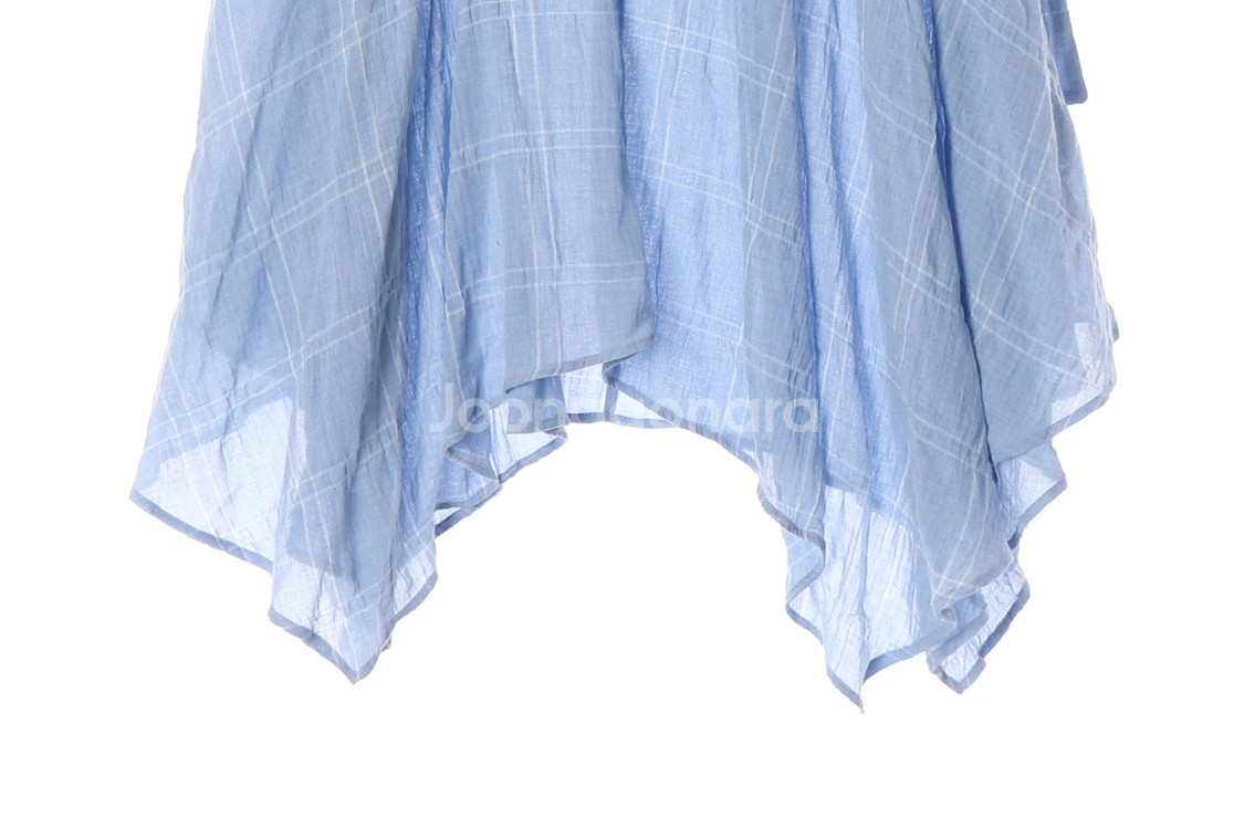 [M]자라 스카이블루 체크 벨트 언발 롱 스커트 치마--3