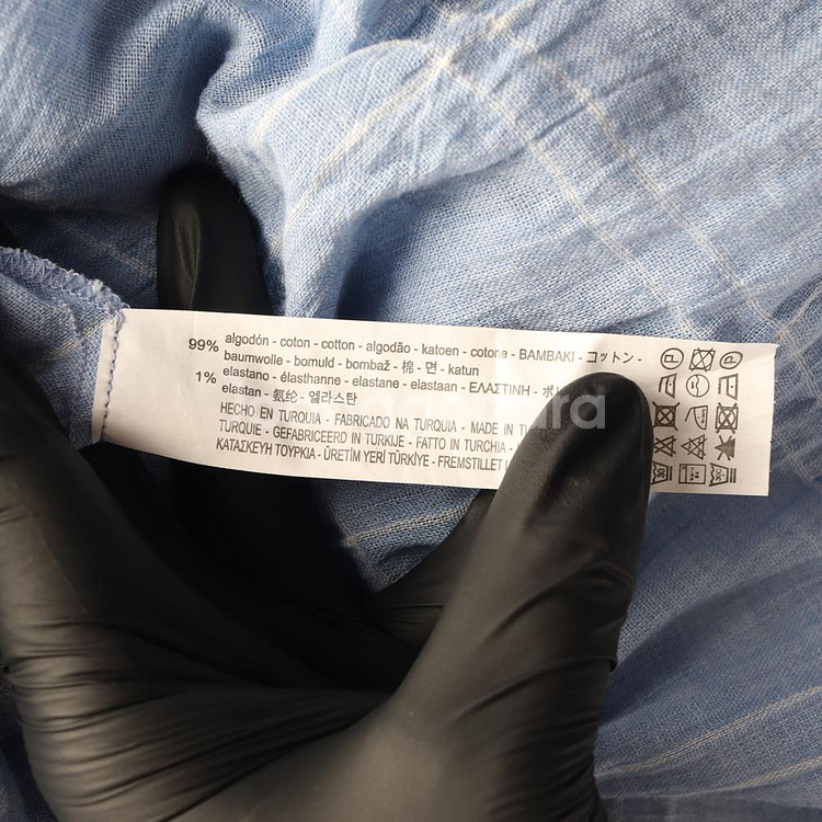 [M]자라 스카이블루 체크 벨트 언발 롱 스커트 치마--6