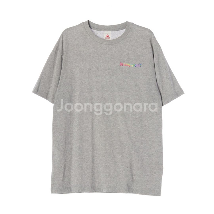 [L]르꼬끄 멜란지그레이 로고 레터리 프린팅 반팔 티셔츠--0