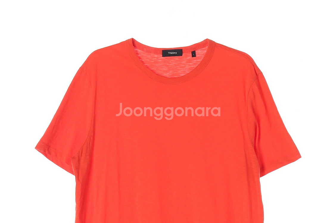 [L]띠어리 오렌지 오버핏 코튼 반팔 티셔츠--1