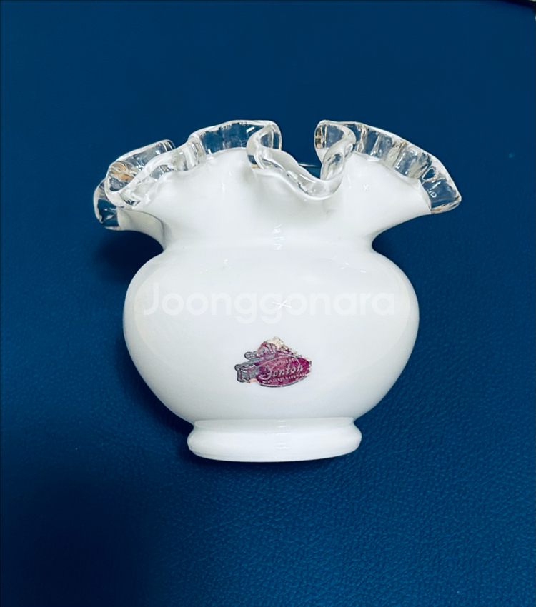 빈티지 팬톤 아트 글라스 실버 크레스트 미니 화병--5