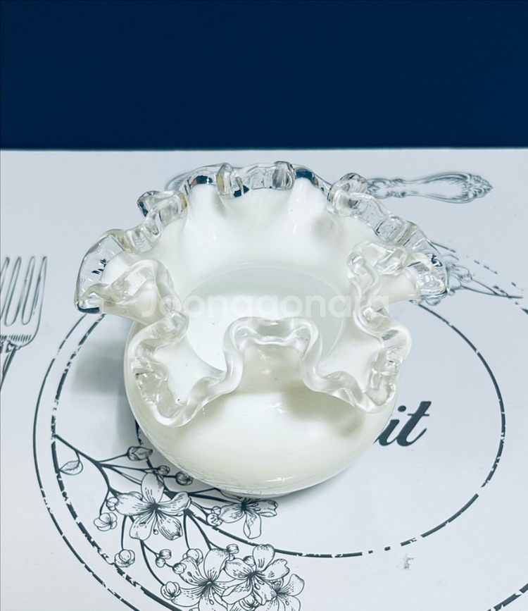 빈티지 팬톤 아트 글라스 실버 크레스트 미니 화병--2