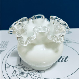 빈티지 팬톤 아트 글라스 실버 크레스트 미니 화병