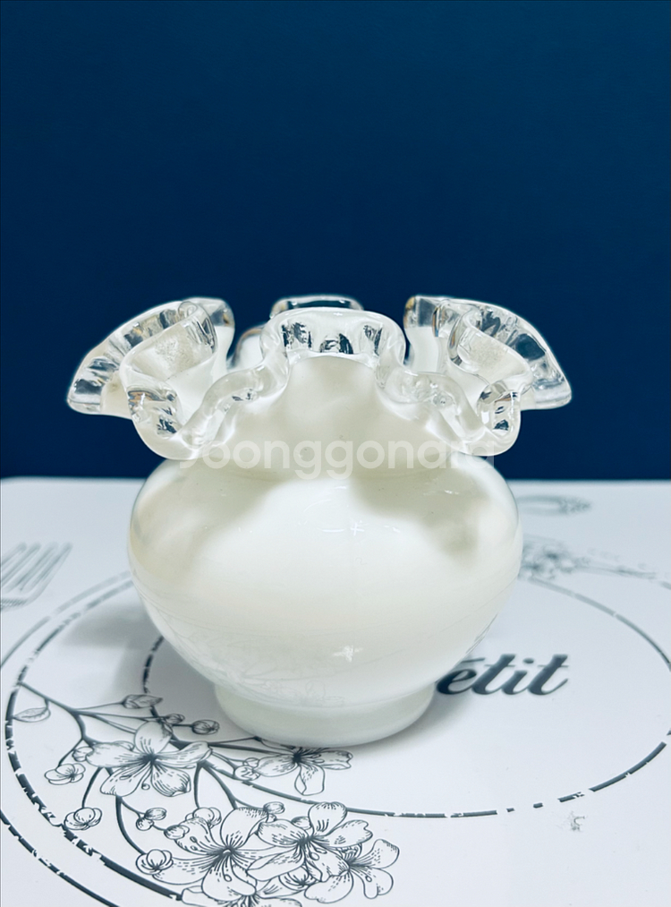 빈티지 팬톤 아트 글라스 실버 크레스트 미니 화병--1