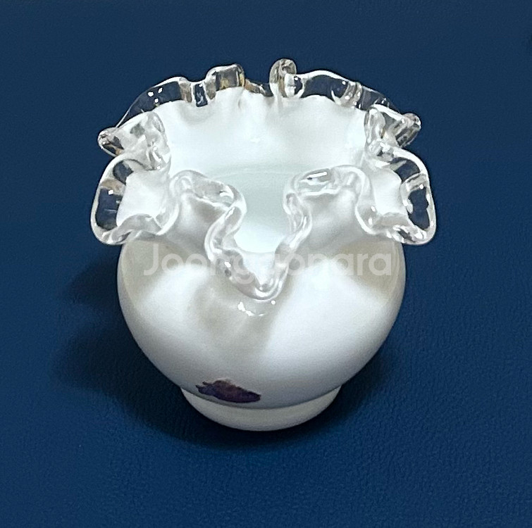 빈티지 팬톤 아트 글라스 실버 크레스트 미니 화병--4