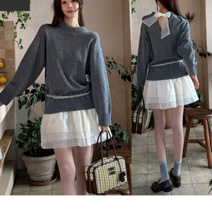 새상품 고걸 니트 레이어드 미니 원피스(55)