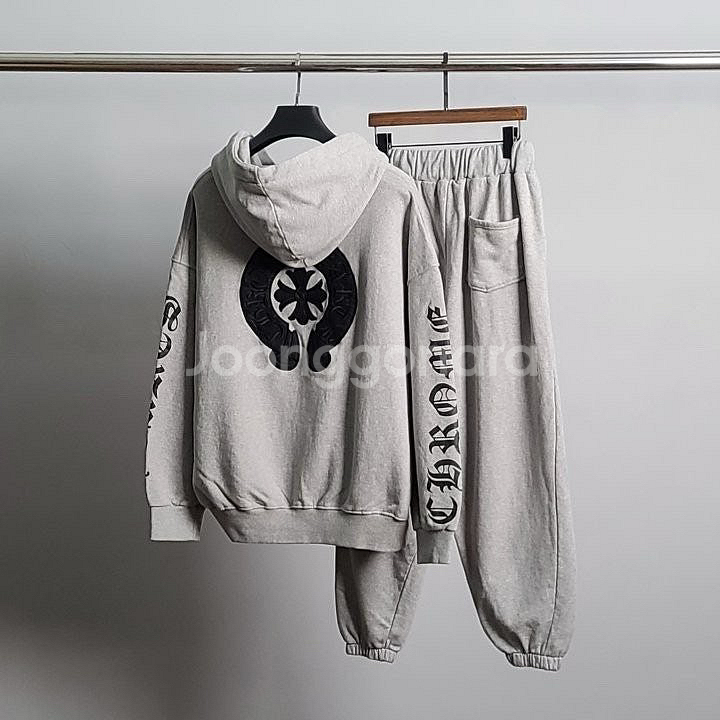 크롬하츠 크로스 로고 후드 집업 세트--1