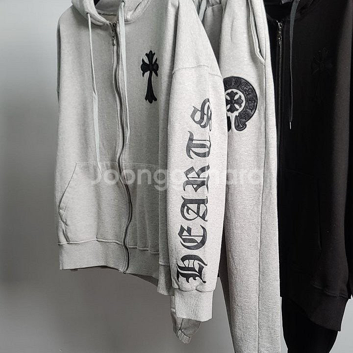 크롬하츠 크로스 로고 후드 집업 세트--2