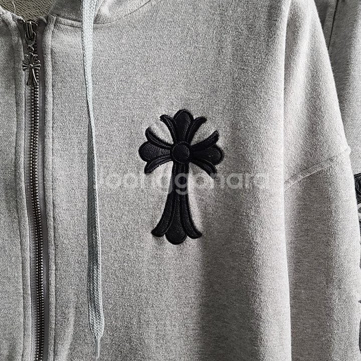 크롬하츠 크로스 로고 후드 집업 세트--5