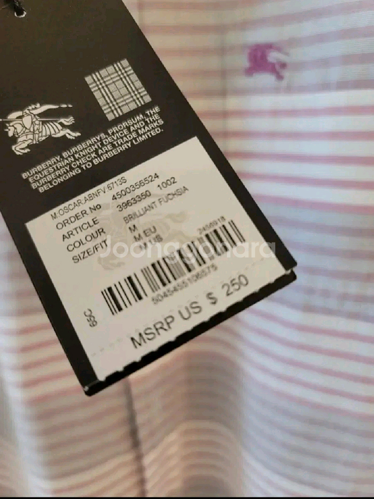 (새상품)버버리 체크 셔츠 95사이즈(M사이즈)--4