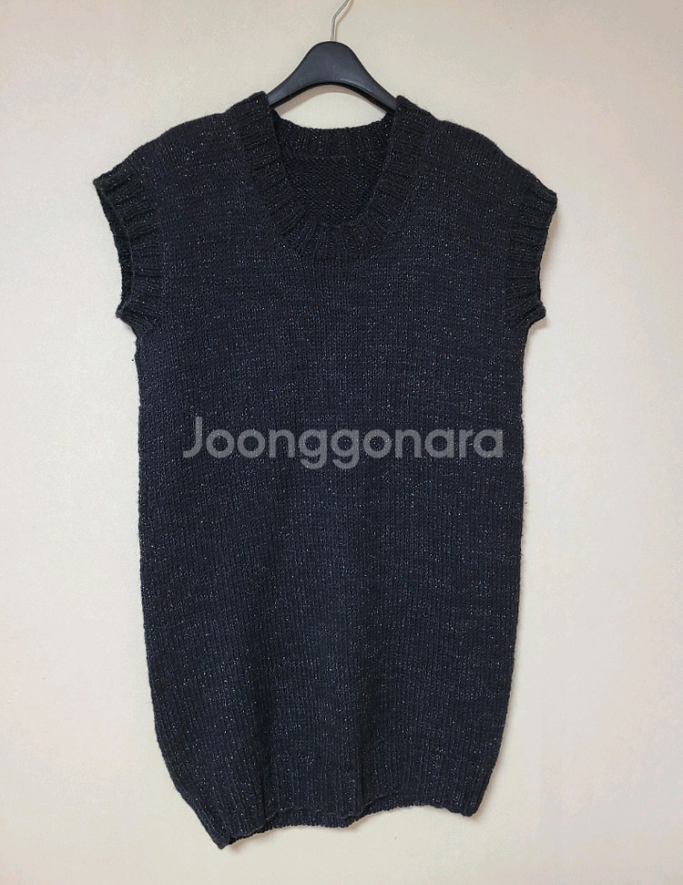 뜨개 니트 베스트 조끼 블랙--0