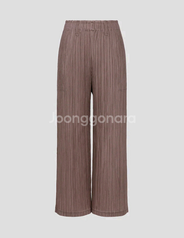 이세이미야케 플리츠플리즈 바지 시커 바텀2 팬츠 브라운 4사이즈--0