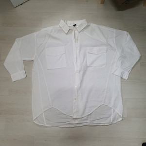 화이트 투포켓 셔츠 흰색 시스루 가오리 오버핏