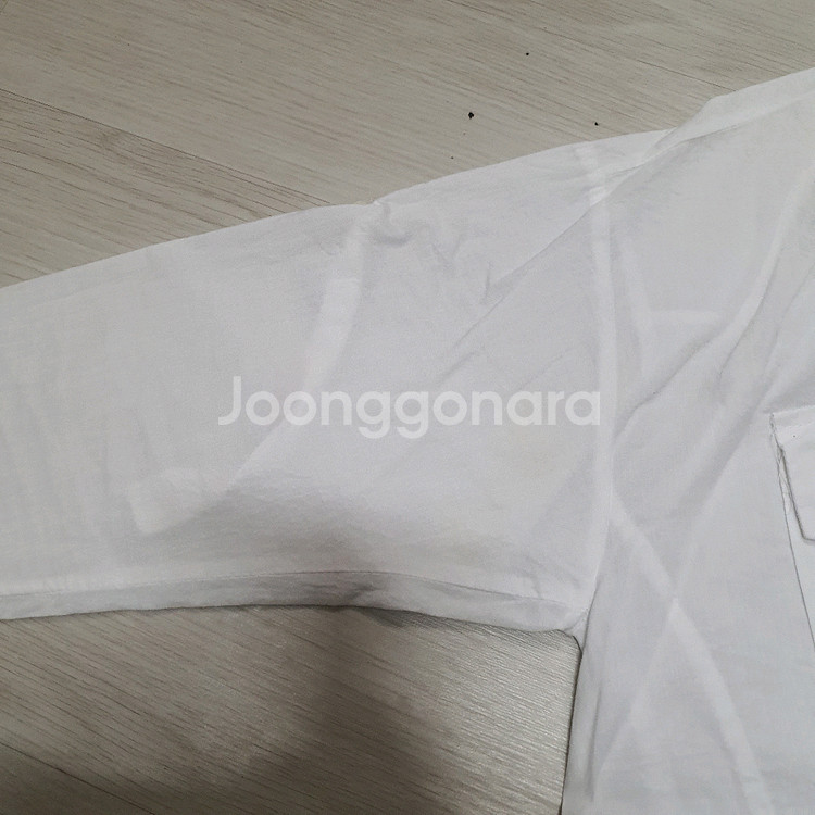 화이트 투포켓 셔츠 흰색 시스루 가오리 오버핏--3