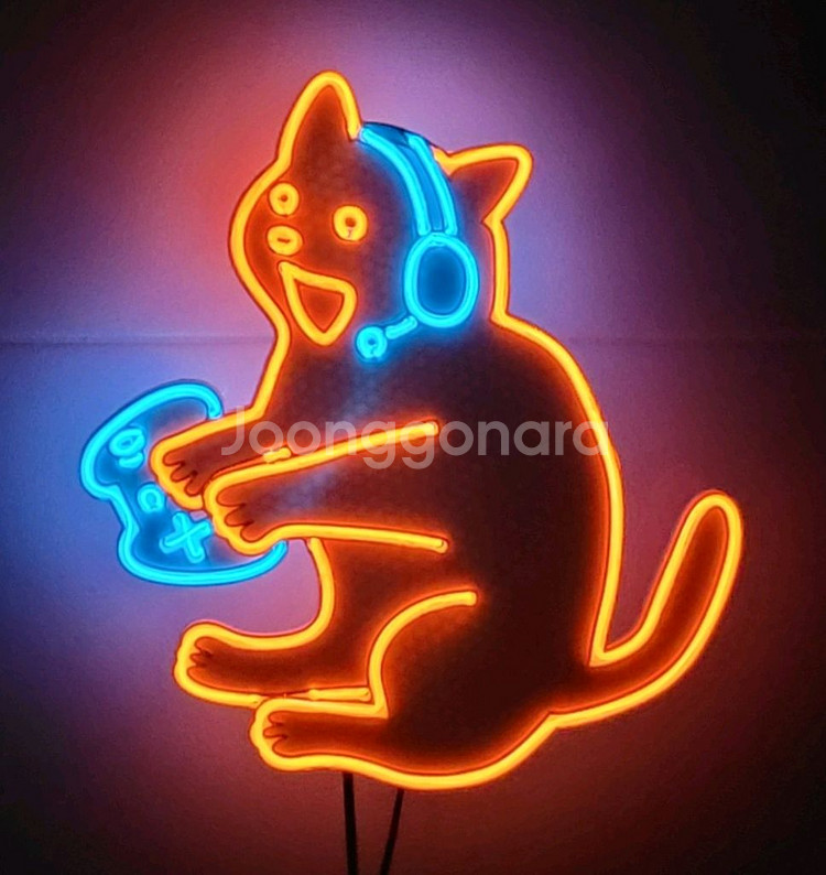 네온사인 고양이 게임 게이머 led 조명--0